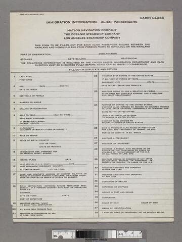 Immigration information -- Alien passengers