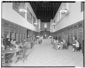 Circulating room of the Pasadena Public Library, 285 East Walnut, Pasadena. 1927