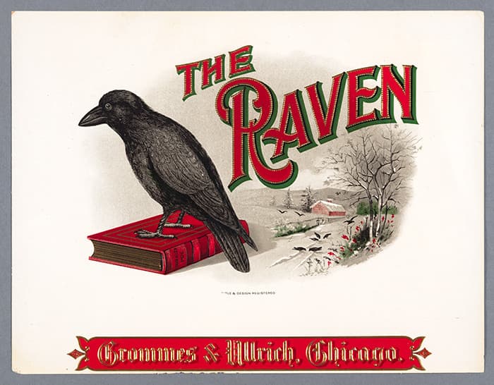 Color lithograph of the raven