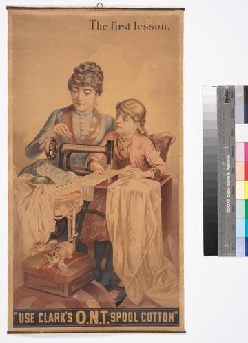 The first lesson, : "Use Clark's O.N.T. spool cotton."