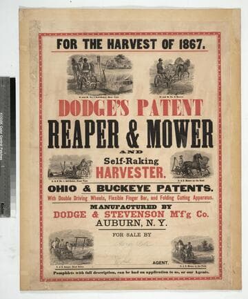 For the harvest of 1867. Dodge's patent reaper & mower and self-raking harvester