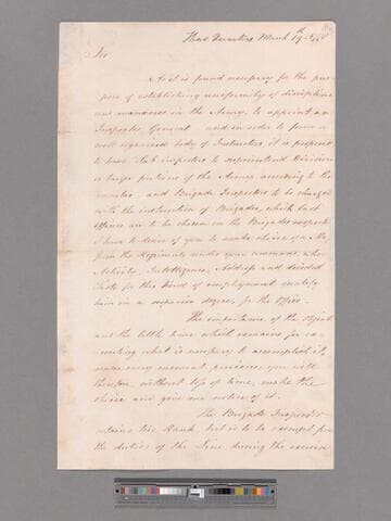 Circular letter from George Washington, headquarters Valley Forge, to James Mitchell Varnum