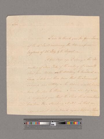 Letter from George Washington, camp at Cambridge, Massachusetts, to Nathaniel Woodhull?