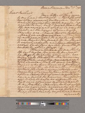Letter from George Washington, Mount Vernon, to Bushrod Washington