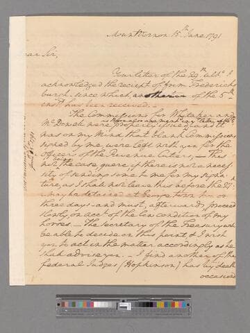 Letter from George Washington, Mount Vernon, to Tobias Lear