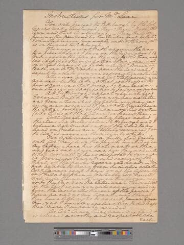 Instructions from George Washington, Mount Vernon, to Tobias Lear