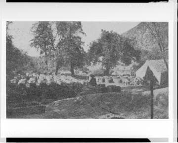 The storage yard for the cement pipe to make the waterway during the construction of Mill Creek #3 Hydro Plant