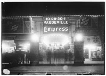 L1.3 - Lighting, stores - A night photo of the Empress Theater