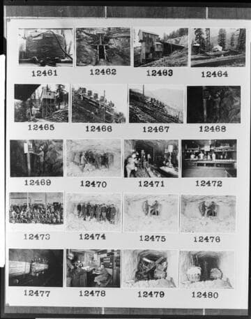 Multiple-image copy film negative with images of hydro construction at Big Creek