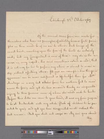 Home, Henry, Lord Kames. Letter to Elizabeth (Robinson) Montagu