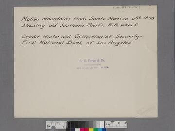 Malibu mountains from Santa Monica abt. 1898, showing old Southern Pacific R.R. wharf