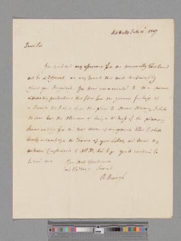 Robinson, Richard, 1st Baron Rokeby. Letter to Matthew Montagu, 4th Baron Rokeby