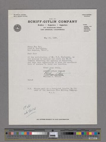 Letter from William A Gitlin to Peter SooHoo
