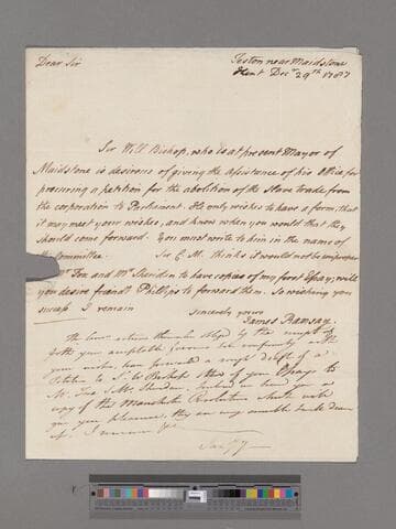 Ramsey, James. Letter to Samuel Hoare
