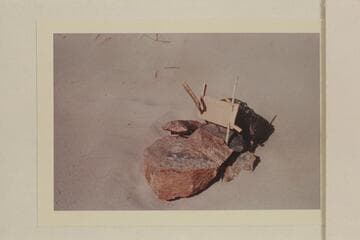 Bill Dunn slept here. Sign left by John Doerr at Separation Rapid after camping at this spot 1959, June 25
