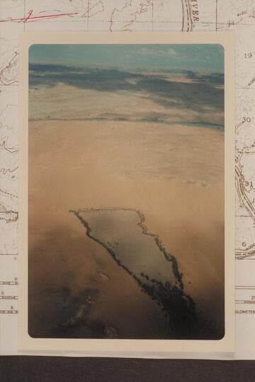 Dry lake at right bank of Green River at Mile 97.5 and with water in it