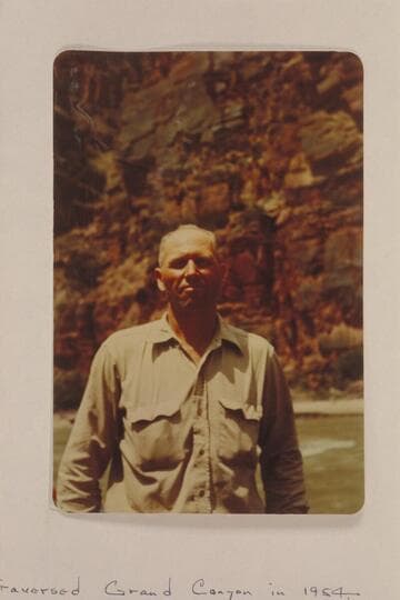 "Smuss" Allen. At Disaster Rapid in Lodore Canyon. Traversed Grand Canyon in 1954