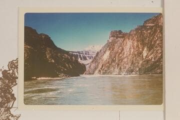 Down at head of Grapevine Rapid. USBR cruise with jet boats. USBR bought the original transparency