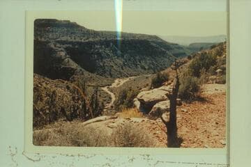 Down through Supai formation of Granite Park Canyon. Taken when Visbak and Butchart were returning from Granite Park