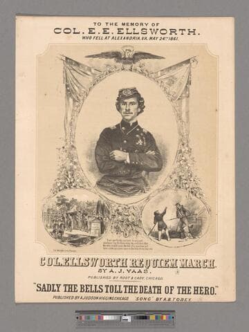 Col. Ellsworth's requiem march / as performed by the Light Guard Band at the Ellsworth Obsequies, Bryan Hall, Chicago, June 2, 1861 ; A. J. Vaas
