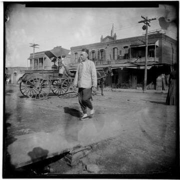 View of the intersection of Alameda Street and Marchessault Street in Old Chinatown
