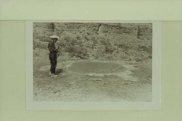 Mrs. Fred Riseman at pool on top of Sipapu. Little Colorado River
