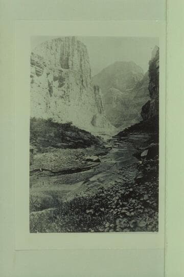 Abandoned boats of the 1872 party seen in middle distance. Kanab Creek near mouth of Canyon
