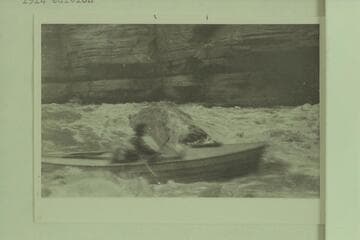 Upset Rapid. The dunnage was portaged and the unloaded boats run to right of rock