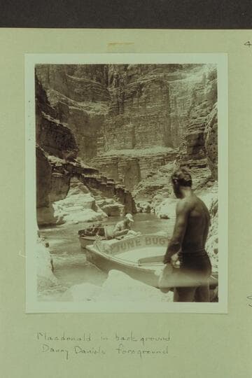 Outboards at head of lagoon, Supai Creek, Mile 156. MacDonald in background and Danny Daniels in the foreground