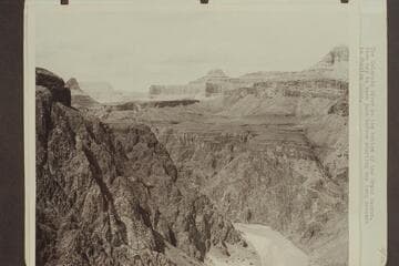 The Colorado River at the bottom of the Grand Canyon. View may be seen just before starting the long descent to Phantom Ranch