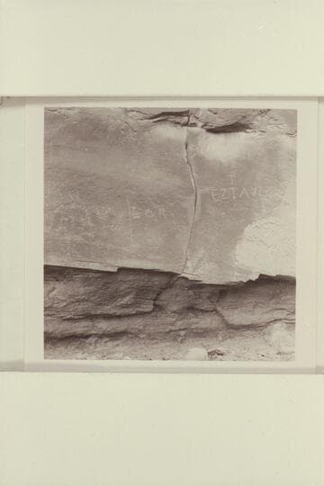 Inscriptions along the trail east of Hole in the Rock crossing. They are beyond the second dugway