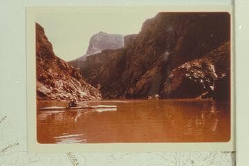 Upriver from near mouth of Turquoise Canyon at Mile 102. Les Jones is at left