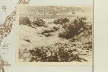 Some active water in Cataract Canyon. The print is from the Eddy 1934 album and it is Frazier's writing on the reverse: "Cataract Canyon" and "Hells Mile."