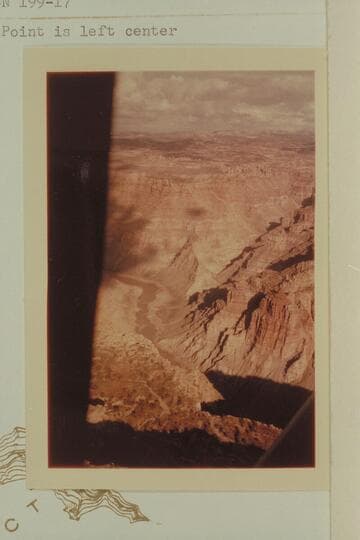 Up Cataract Canyon from Mile 199. Cranberry Point is left center