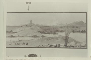 Location of Fort Yuma and Picacho Peak. Photo of painting by a Yuma indian
