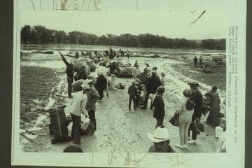 University of Colorado preparing for embarkation on the Yampa in Hatch baloneys [on photo reverse: U of Colo alum group off to a wet start down the Yampa with Hatch