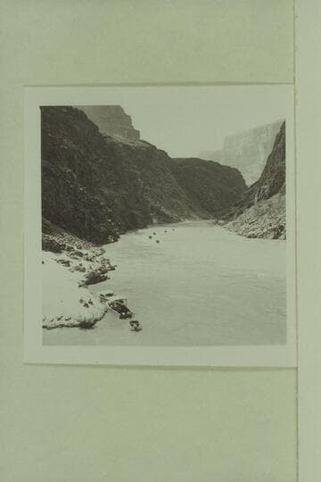 Five of the seven Marston-Disney boats in formation above Separation Canyon. The two Jordan boats and the Belknap boat at the beach