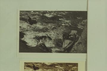 Portage of Kolb boat at Lava Cliff Rapid. The water is extremely low