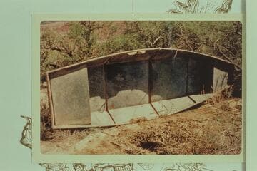 Metal boat bolted at mid-section. Cardenas Creek