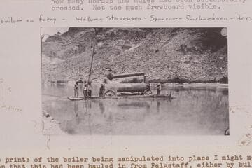 Boiler on the ferry at Lees Ferry. Copy of print in Waller collection