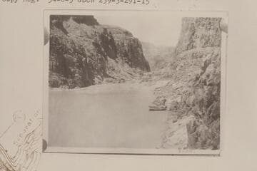 Downstream at Separation Rapid. Boats are moored at lower right