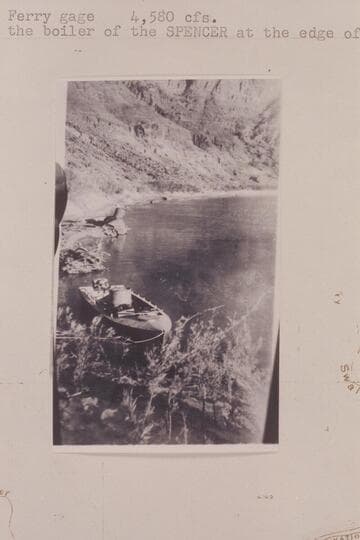 Outboard motorboat "Mallard," 18 ft. long, built by Andy. Lees Ferry launching
