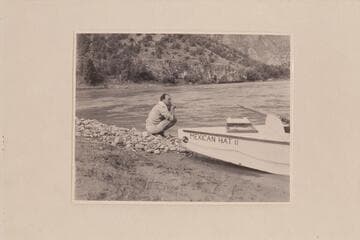 Al Milotte. Green River. Camp at Sage Creek, Whirlpool Canyon. Morning