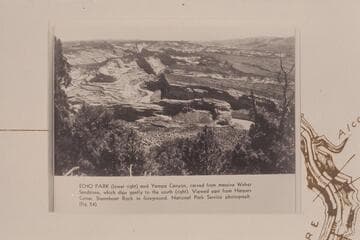 Echo Park and The Blade or Steamboat Rock. East from Harper's Corner