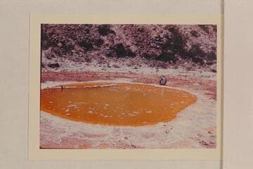 Top of Sipapu in the Little Colorado. Pool 9ft. x 11ft. Stick cemented in, and gas bubbles on surface