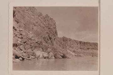 The "Sandra" crew stops in Marble Canyon to fire some drift. About Mile 7