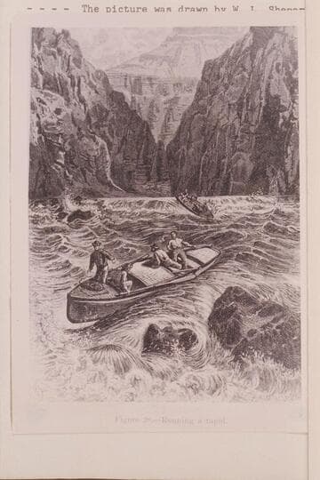 Running a rapid according to Powell's book: Powell, J. W., "Colorado River of the West", 1875