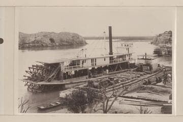 The "Cochan" and the "Searchlight" at Yuma. There is a print in the Territorial Museum at Yuma. From Steve Dolley, 1955, Apr