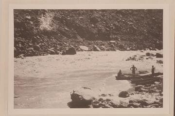 RB-MV party at foot of 13-Foot Rapid, which they lined. Folding plywood boats