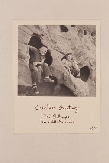 William Belknap III, Buzzie, and Loie Belknap. The Belknap Family Christmas card, 1953